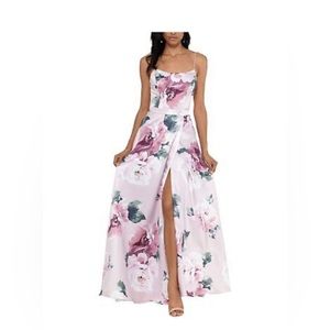NWOT Xscape 8 pink floral Maxi Gown NWOT